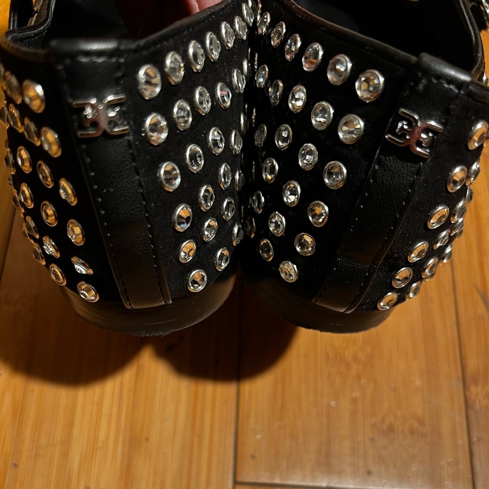 Sam Edelman Michaela Rhinestone Mary Jane Black Silver Size 10. - Picture 7 of 16